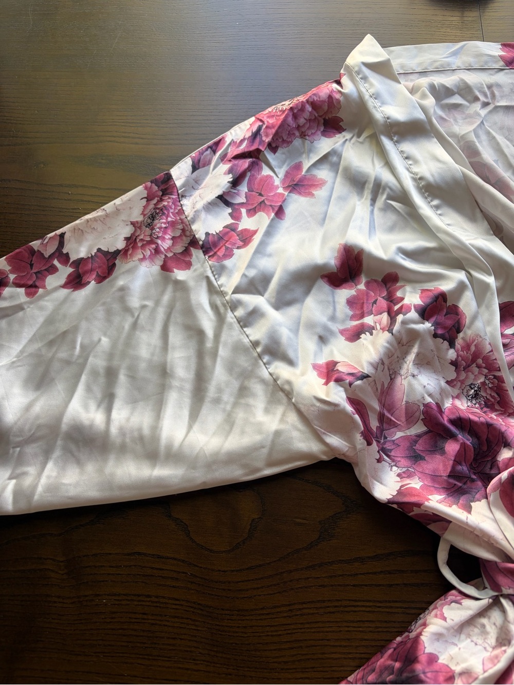 Floral Print Silky Bride Robe - Picture 2 of 6